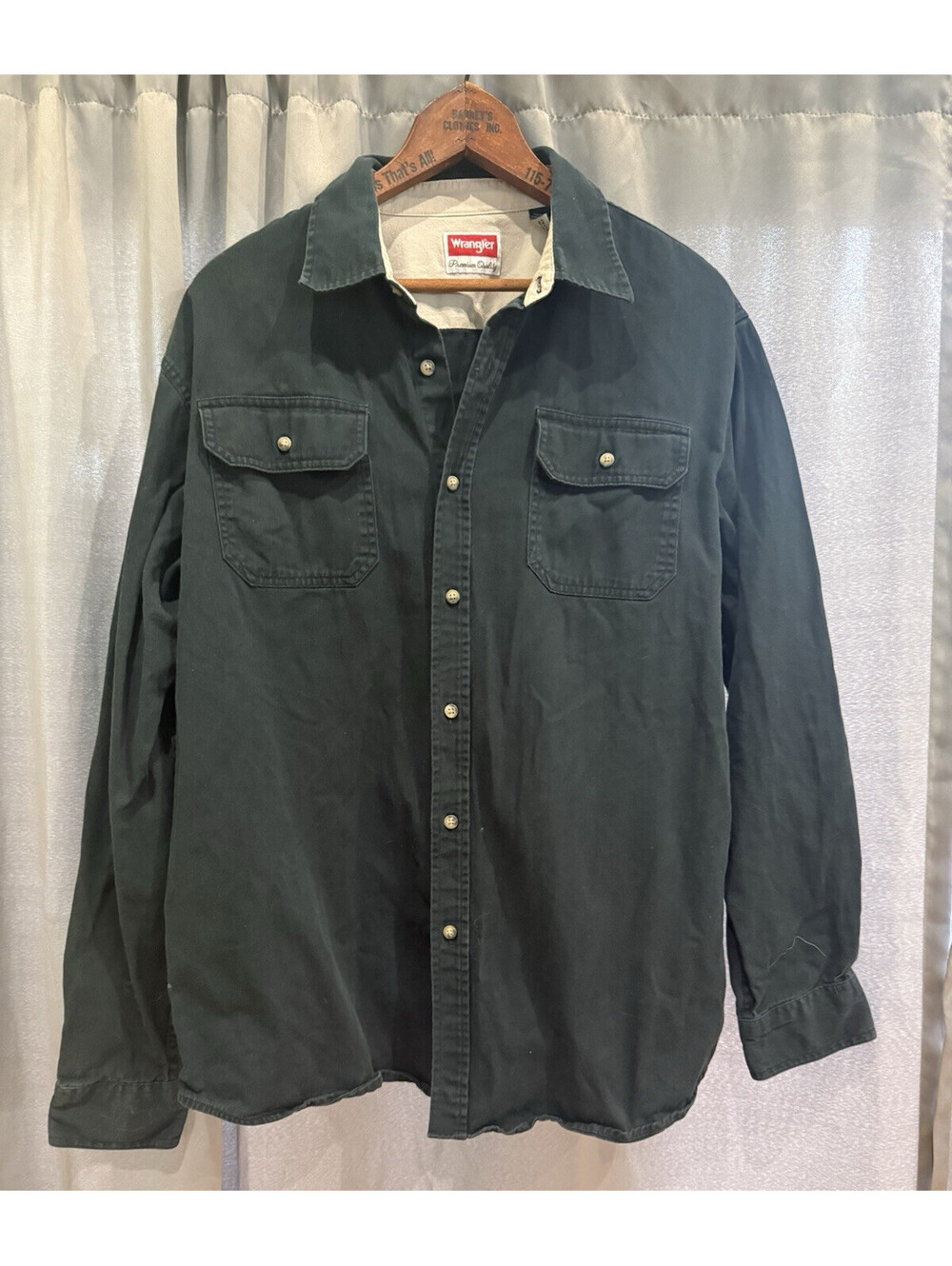 Wrangler Men's Black Cotton Woven Long Sleeve Button-Up Shirt w/ Pockets L